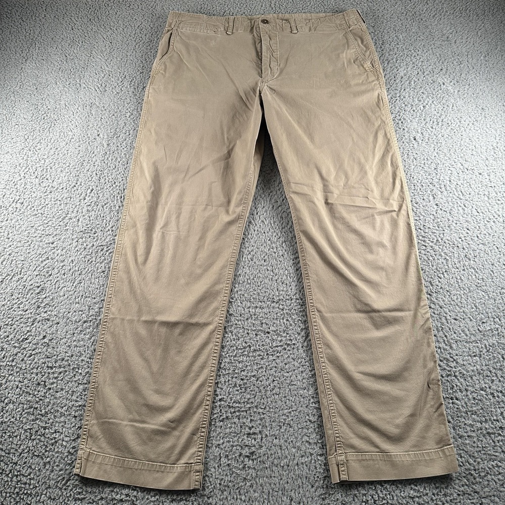 Buck Mason Twill Chino Pants Mens 36 Beige Straight Leg Stretch Drawstring
